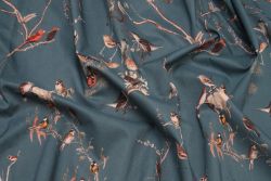 Lady McElroy Evening Roost - Teal Viscose Challis Lawn - Remnant - 2.3m