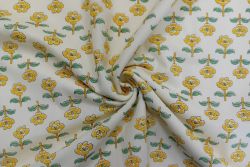 Lady McElroy Floral Buti - Marigold - Cotton Lawn Hand-Dyed Block Print