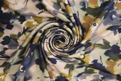 Lady McElroy - Monet's Midnight - Marbled Sandwashed Linen-Mix Crepe