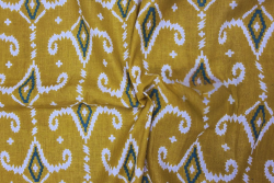 Lady McElroy Ochre Diamond - Cotton Lawn Hand-Dyed Block Print