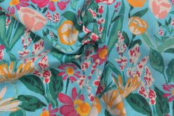 Lady McElroy - Sundance Floral - Aqua - Cotton Pure Lawn