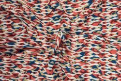 Lady McElroy - Southwestern Flame-Stitch - Coral - Viscose Challis Lawn
