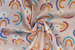 Lady McElroy - Retro Rainbow Daisy - Candy Pink - Cotton Pure Lawn
