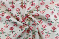 Lady McElroy Floral Buti - Raspberry - Cotton Lawn Hand-Dyed Block Print