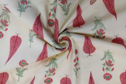 Lady McElroy Flora Drop - Rose Pink & Mint - Cotton Lawn Hand-Dyed Block Print