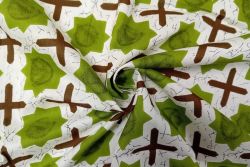 Lady McElroy Crackle Star Tile - Apple Green - Cotton Lawn Hand-Dyed Block Print