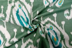 Lady McElroy Peacock Eye Ikat - Aqua & Sage - Cotton Lawn Hand-Dyed Block Print