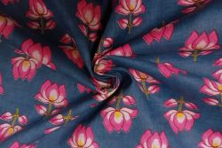 Lady McElroy Mini Lotus - Peacock Blue - Cotton Lawn Hand-Dyed Block Print