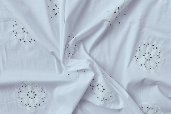 Lady McElroy Perforated Blooms - White - Cotton Poplin