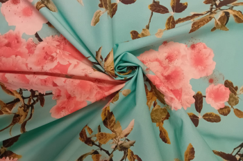 Lady McElroy Blossom Reflections - Aqua - Cotton Marlie-Care Lawn