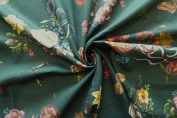 Lady McElroy Cobra Corsage - Bottle Green Chloe Chambray - Remnant - 2.3m