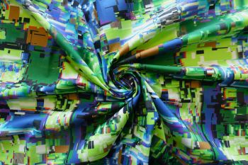Exclusive Lady McElroy Glitch Art - Emerald/Lilac - Marlie-Care Lawn - Remnant -3.2m