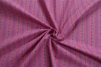 Lady McElroy Floretta Stripe - Pink - Pesanté Poplin - Remnant - 2m