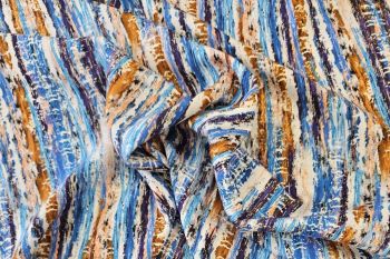 Lady McElroy - Monet Stripe - Aqua - Viscose Challis Lawn