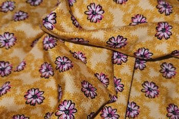 Lady McElroy Daisy Grid - Ochre - Viscose Rickardi Lawn