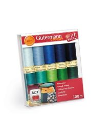 Gutermann Sew All Thread set Blues/Greens 100m x 10 reels