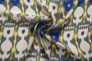 Lady McElroy Adrbandi Ikat - Charcoal - Pure Cupro Crepe 