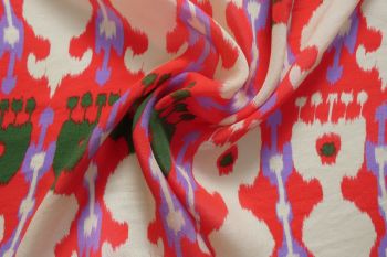 Lady McElroy Adrbandi Ikat - Scarlet - Pure Cupro Crepe 