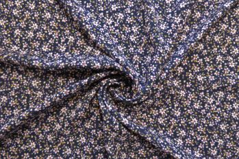 Lady McElroy Belles Marguérites - Marine - Viscose Challis Lawn - Remnant - 2m