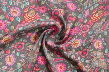 Lady McElroy Kalamkari Art - Olive - Pure Cupro - Remnant - 3.8m