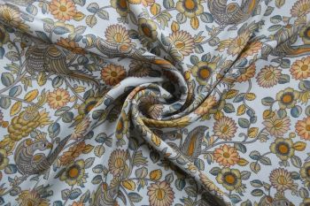 Lady McElroy Kalamkari Art - Platinum - Pure Cupro - Remnant - 1.7m