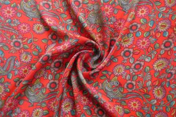 Lady McElroy Kalamkari Art - Scarlet - Pure Cupro