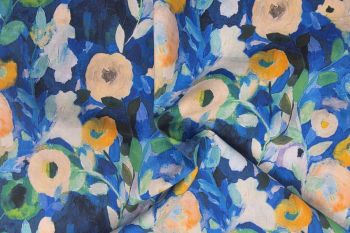 Lady McElroy - Blossom and Brushstroke - Blue - Cotton Pure Lawn