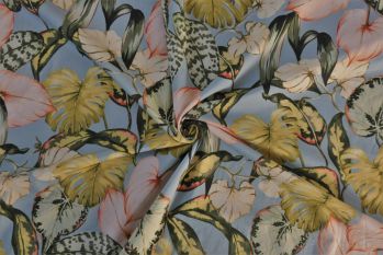 Exclusive Lady McElroy Bossa Nova Palms - Moon - Cotton Marlie Lawn - Remnant - 3m