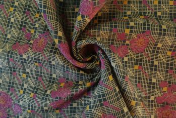 Lady McElroy Chrysanthemum Checkerboard - Wool Challis Crepe