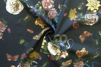 Lady McElroy Cobra Corsage - Noir - Linen Chambray - Remnant - 1.5m