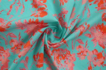 Lady McElroy - Peony Collection - Aqua - Cotton Pure Lawn