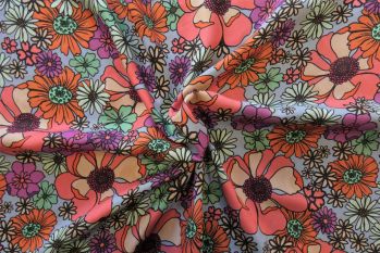 Lady McElroy Crayon Flowers - Viscose Soft Twill - Remnant - 2m