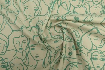 Lady McElroy Crowded Faces - Eau De Nil Cotton Marlie-Care Lawn