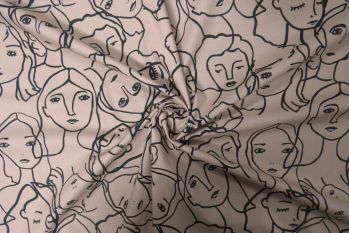 Lady McElroy Crowded Faces - Mocha - Marlie-Care Lawn - Remnant - 3m