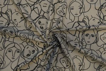 Lady McElroy Crowded Faces - Silver - Marlie-Care Lawn - Remnant - 2m