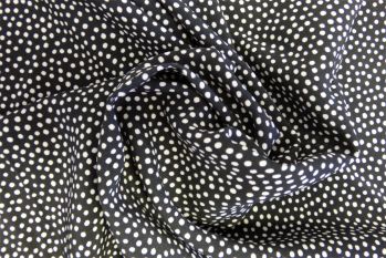 Lady McElroy Dotty About Dots - Black - Viscose Challis Lawn - Remnant - 1.4m