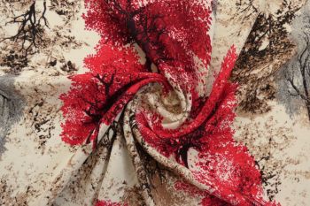 PREORDER Lady McElroy - Enchanted Forest - Red - Viscose Challis Lawn
