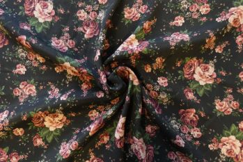 Lady McElroy Fleurs de Minuit - Viscose Morracain Crepe Remnant - 1M