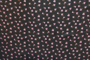 Lady McElroy Fleurs Élégantes - Noir Viscose Challis Lawn - Remnant - 3.3m