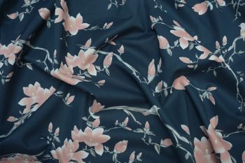 Lady McElroy Flora Songbird - Navy/Sugar Pink - Remnant - 0.5m