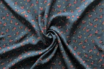 Lady McElroy Floral Remix - Steel Blue - Challis Lawn - Remnant - 3m