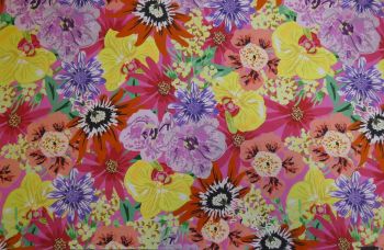 Lady McElroy Flower Mural - Candy - Cotton Marlie-Care Lawn - Remnant - 2m