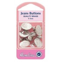 Hemline Jean Buttons - Silver - 16mm 