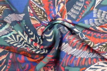 Lady McElroy Harpy Feathers - Royal Aqua - Marlie Care Lawn - Remnant- 3m