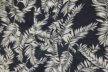 Lady McElroy Midnight Feather Ferns - Viscose Challis Lawn - Remnant - 2.5m