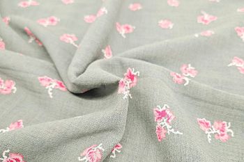 Lady McElroy Sage Buds - 100% Wool Challis - Remnant - 2.9m