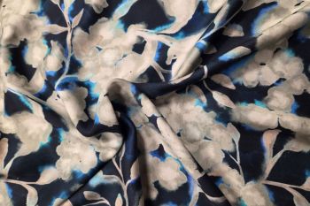 Lady McElroy Shadow Floral - Navy - Storrie Sateen - Remnant - 2m