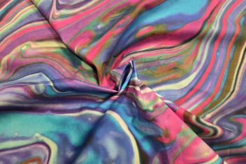 Lady McElroy Marbled Current - Turquoise - Cotton Marlie-Care Lawn - Remnant - 3m