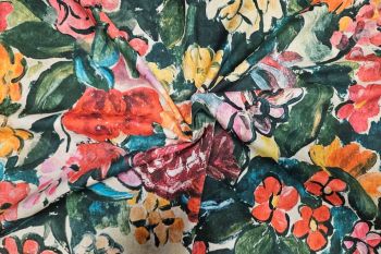 Lady McElroy Waterpainted Garden - Peach Melba - Cotton Marlie-Care Lawn