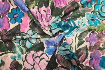 Lady McElroy Waterpainted Garden - Mauve - Cotton Marlie-Care Lawn - Remnant - 2.2m